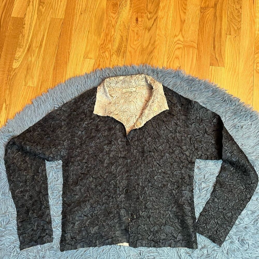 Tania Nardi Black Golden Reversible Crinkle Textured Jacket Size S
